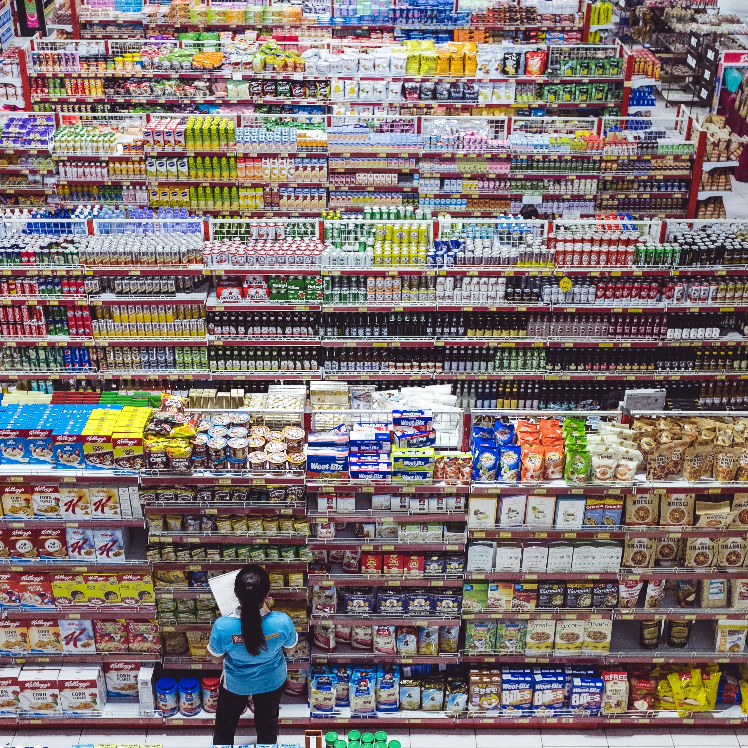 Bird-eye view of a lone shopper in a sea of Aisle and products, how Category Management can help